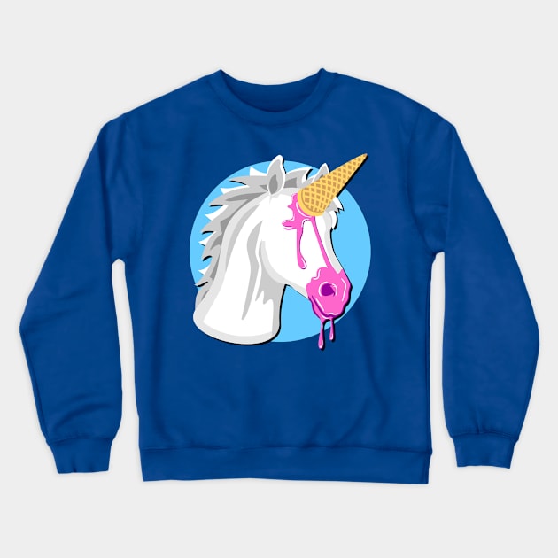 Unicone - from horse to unicorn - on blue Crewneck Sweatshirt by ShirzAndMore